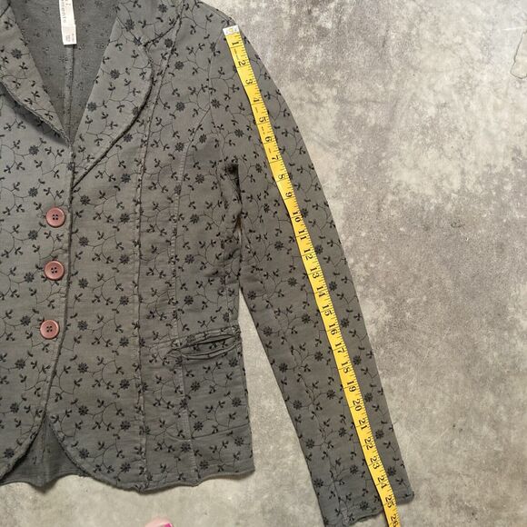 Oui Moments Jacket‎ Womens 8 Cotton Knit Blazer Olive Green Single Breasted - Picture 2 of 12